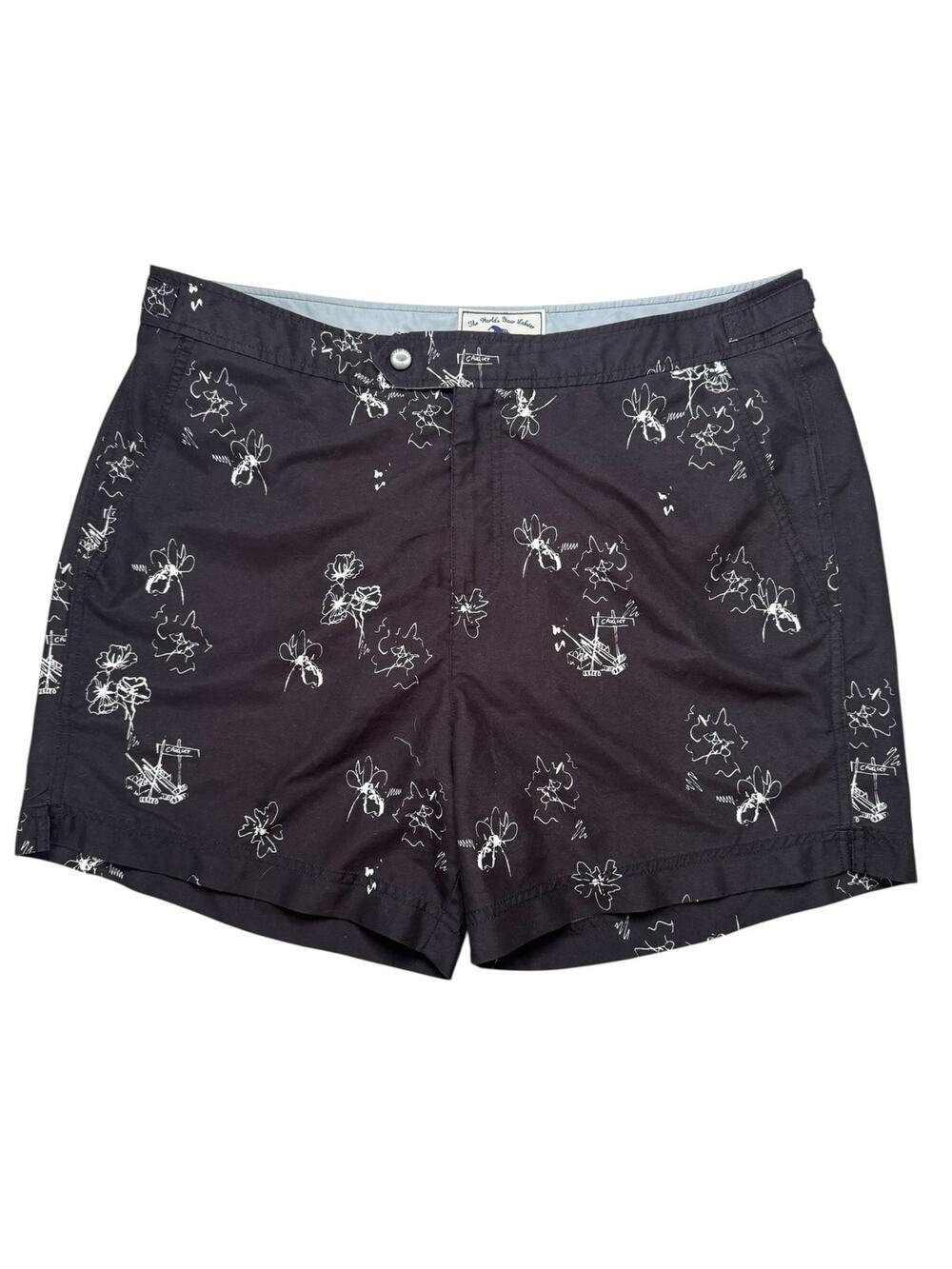 TED BAKER Black Tropical Burrel Swim Short Size Large (4) Mens Lined Pockets